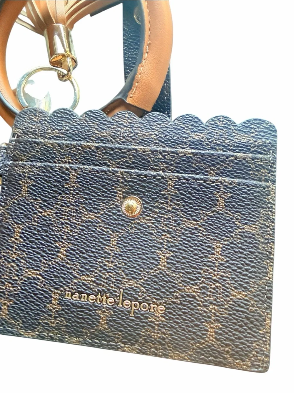 Nanette Lepore Alli Logo Card Holder Wallet Wristlet Bangle Brown NWT